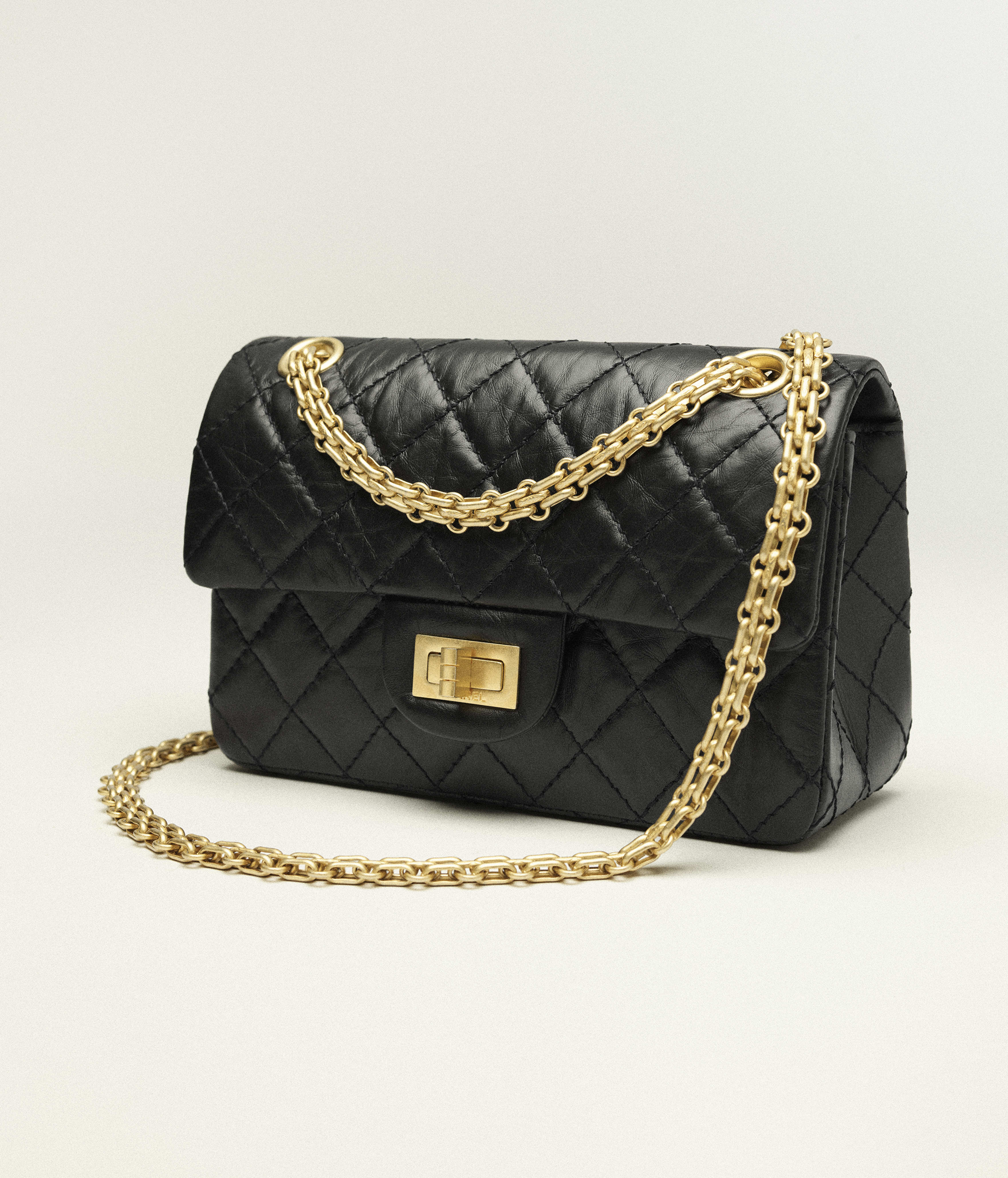 Mini sac 2.55 - Noir - Veau vieilli & métal doré - vue artistique